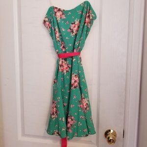 Lulus Green Pink Floral Dress Size S
